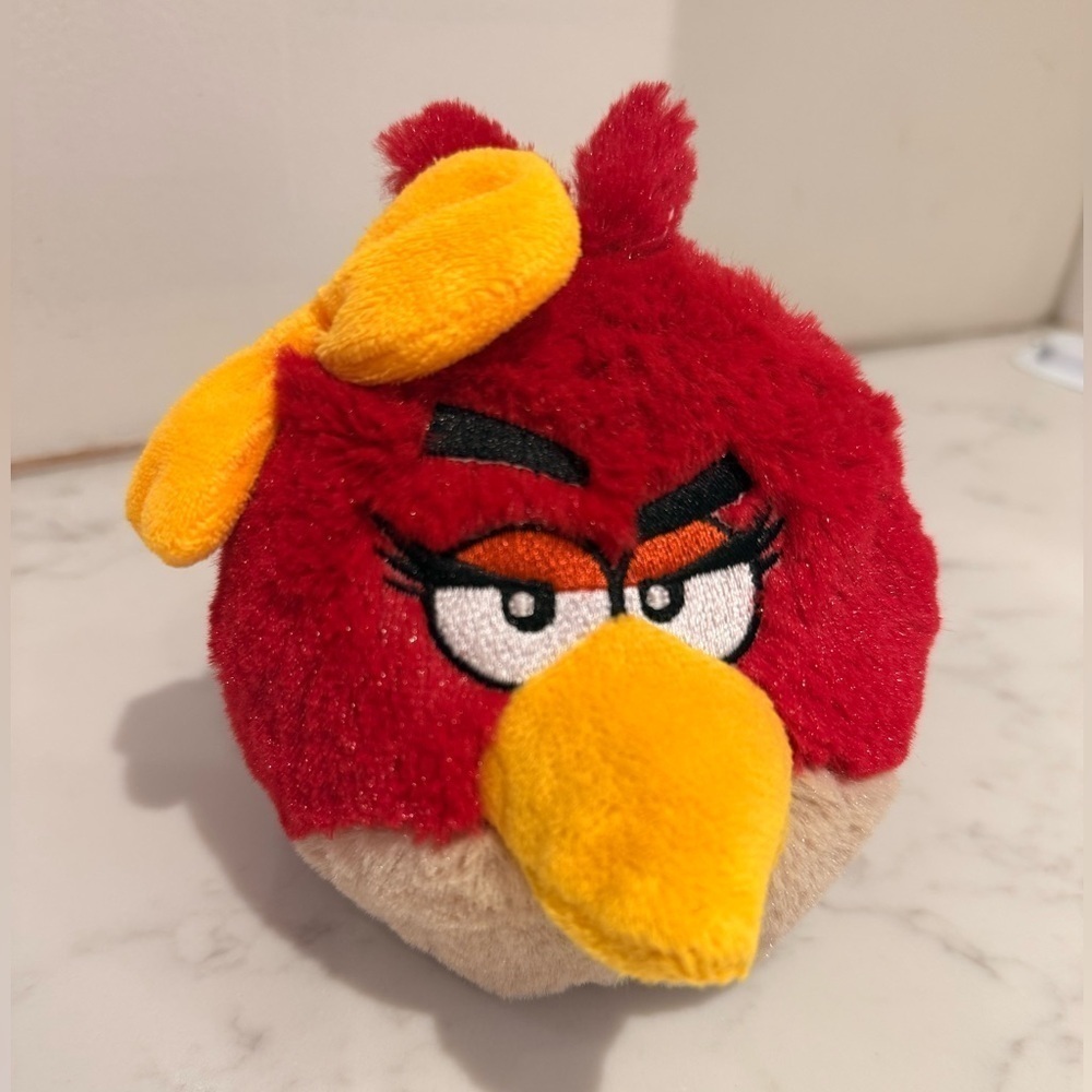 Angry Birds Rovio Plush Female Red Bird w/ Yellow Bow Stuffed Toy 2011